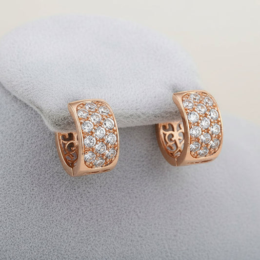 Créoles pour femme en or rose laminé 18 carats avec zircons