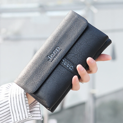 Carteira/Bolsa de Homem em Couro Pu, Capacidade Grande , JEEP Preta