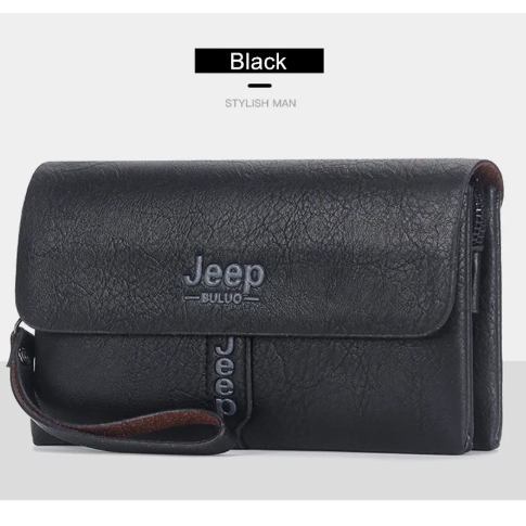 Carteira/Bolsa de Homem em Couro Pu, Capacidade Grande , JEEP Preta