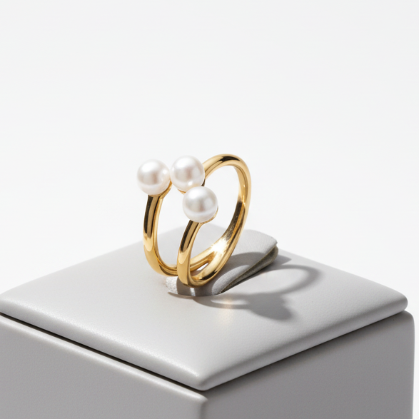 Bague Femme en Argent 925, Perle Blanche