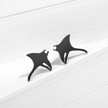 Brincos em Aço Inoxidável , Arraia-Manta Preta