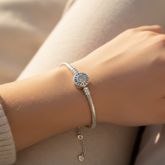 Pulseira de Contas em Prata 925, Família para Sempre