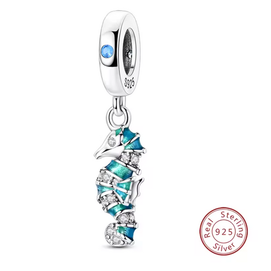 925 Silver Bead, Tropical Seahorse
