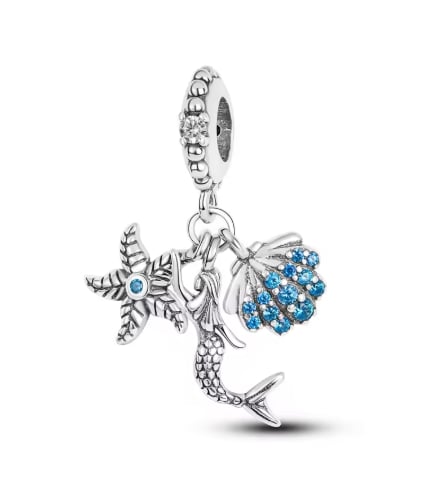 Conta em Prata 925, Sereia, Concha e Estrela do Mar