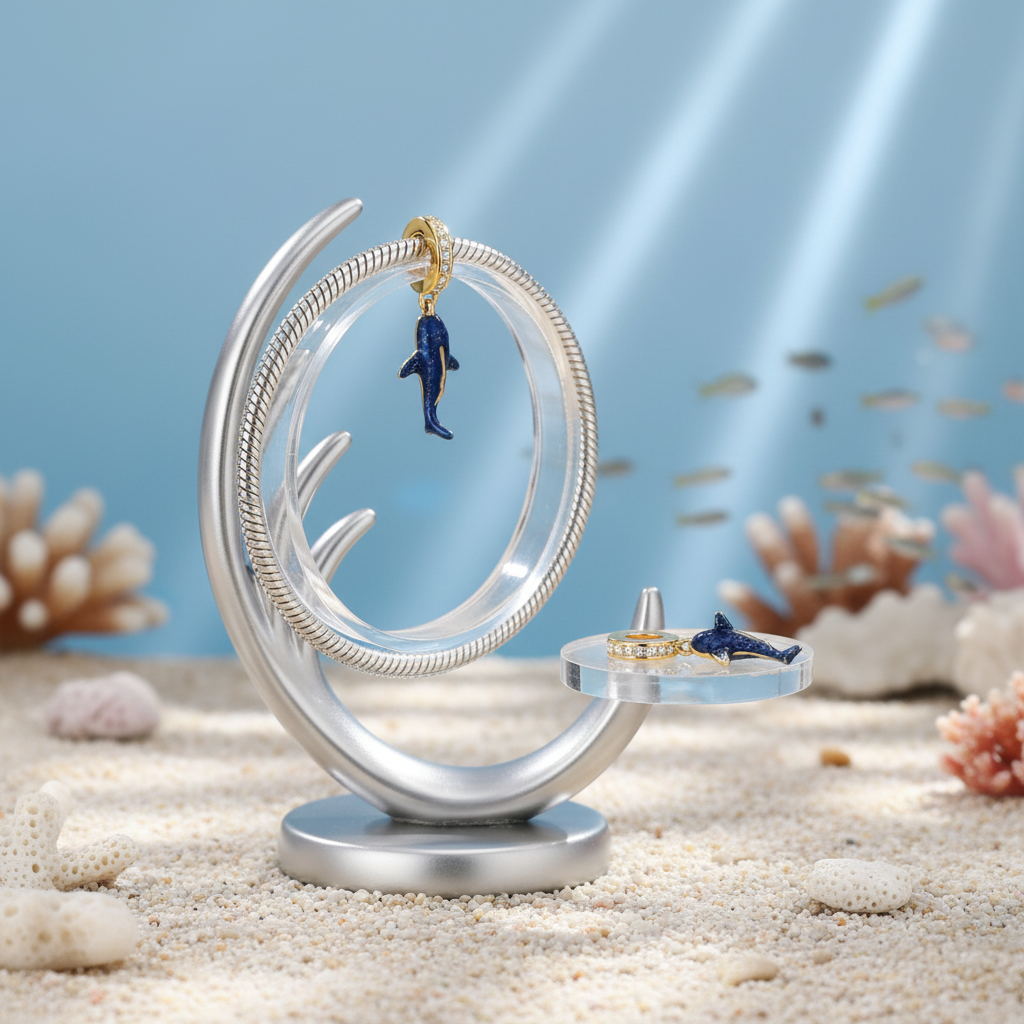 Conta em Prata 925, Tubarão-Baleia #Brilha no Escuro