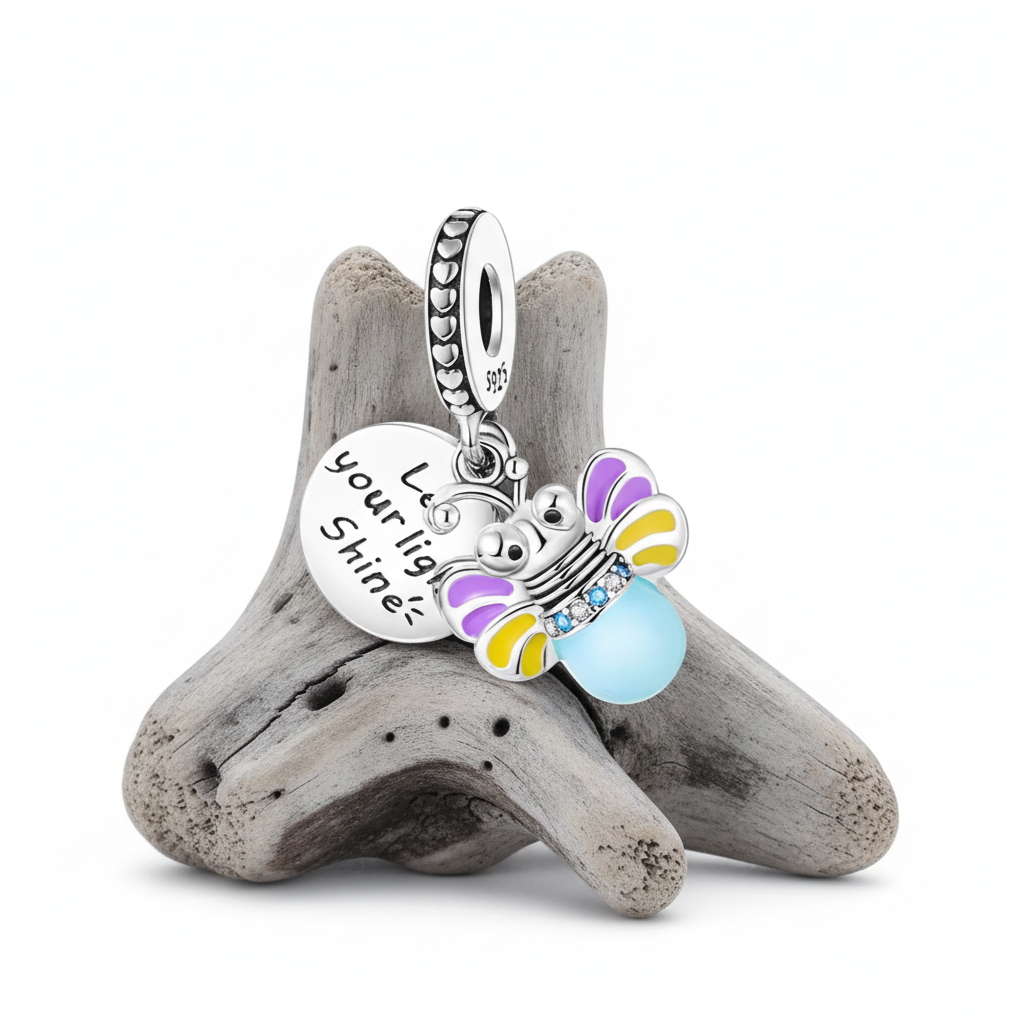 Breloque en Argent 925, Papillon Lumineux