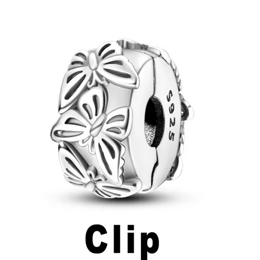 Conta em Prata 925, Clip Borboletas