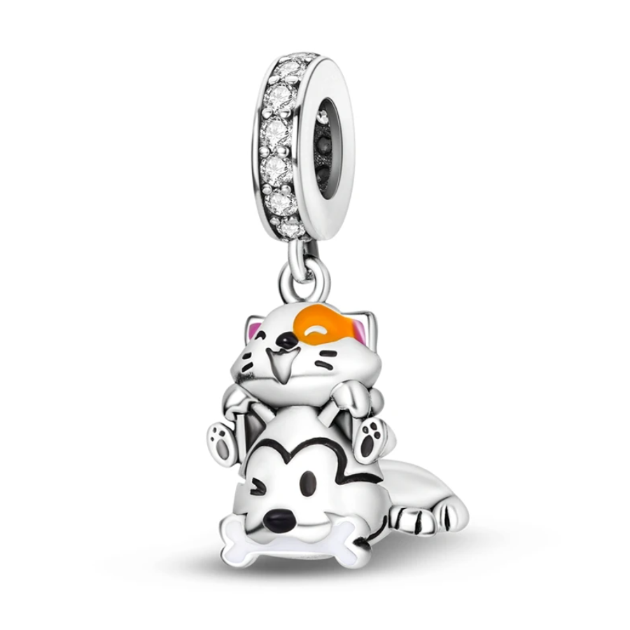 Conta em Prata 925, Gato às Cavalitas do Cão