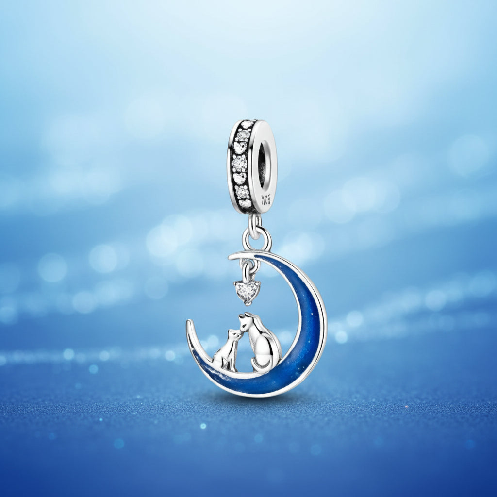 Perle en Argent 925, Chats sur la Lune