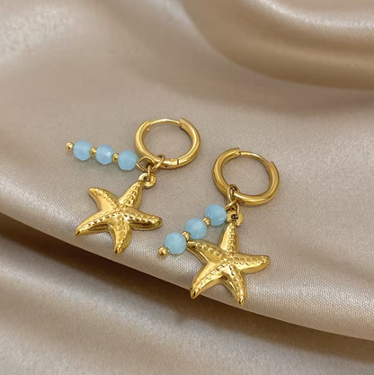 Brincos Starfish Azure – Design Exclusivo da Coleção Mar e Vida