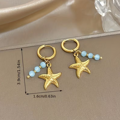 Brincos Starfish Azure – Design Exclusivo da Coleção Mar e Vida