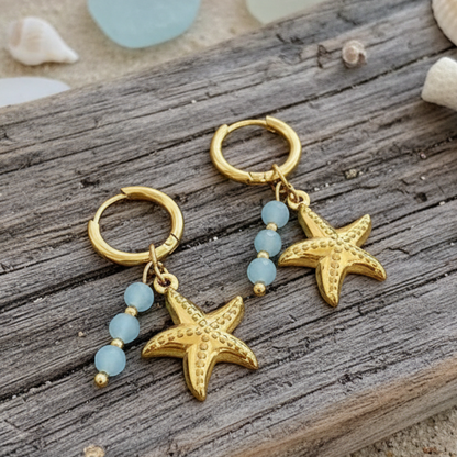 Brincos Starfish Azure – Design Exclusivo da Coleção Mar e Vida