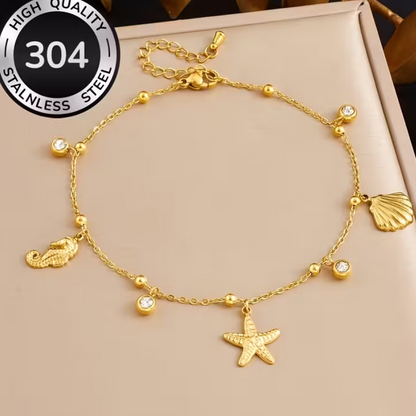Pulseira Tornozelo Golden Ocean – Coleção Mar e Vida