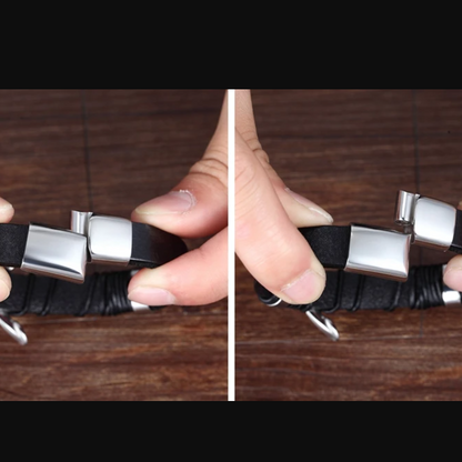 Pulseira de Couro Trançado & Aço – Conforto Premium para o Dia a Dia