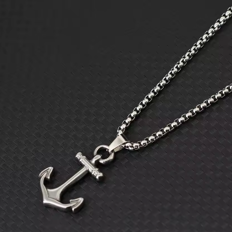 Colar de Homem em Aço Inoxidável, Âncora Náutica