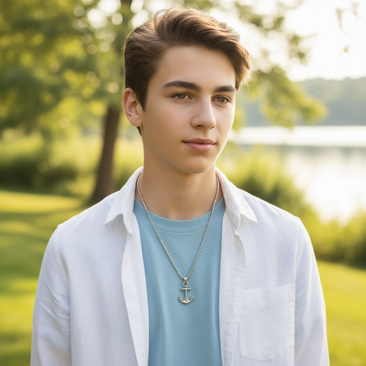 Colar de Homem em Aço Inoxidável, Âncora Náutica