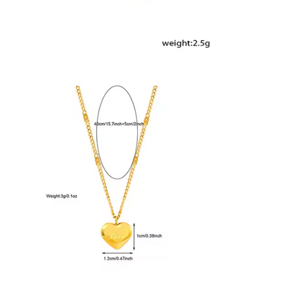 Colar de Senhora em Aço Inoxidável , Coração Personalizado com "Love"