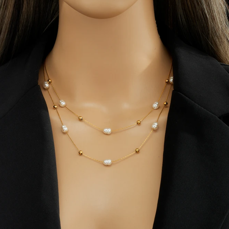 Collier Heritage - Perles d'eau douce et acier chirurgical