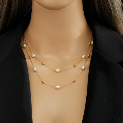 Collier Heritage - Perles d'eau douce et acier chirurgical