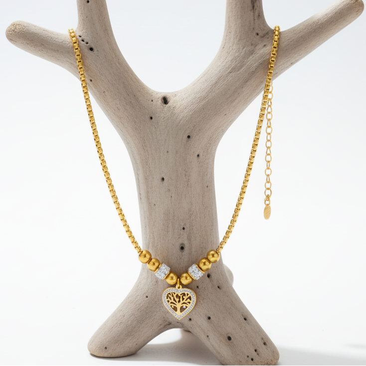 Collier Arbre de Vie en Acier – Un Symbole de Connexion et de Croissance