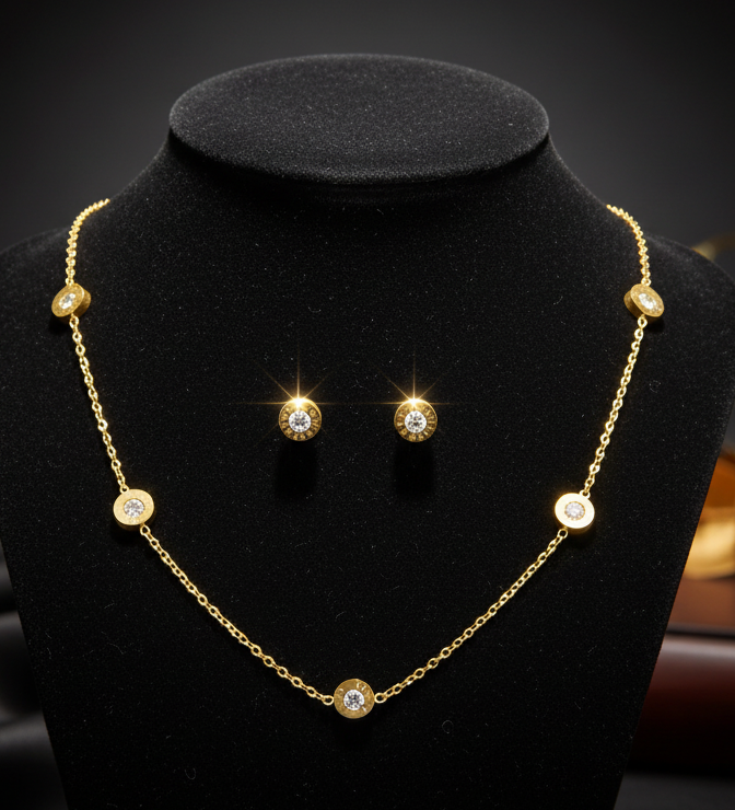 Conjunto Roman Luxury em Aço 316L – A Elegância Clássica no Seu Look