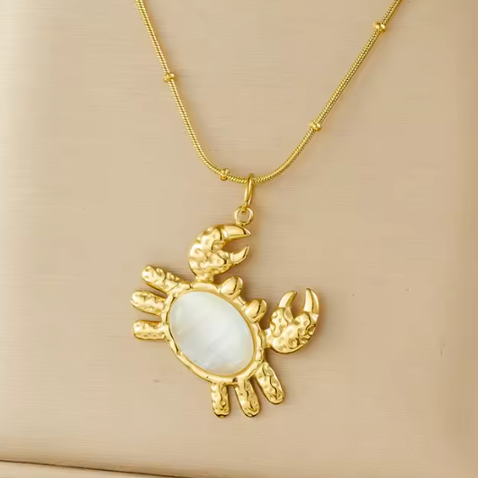 Colar de Senhora em Aço Inoxidável , Caranguejo Dourado