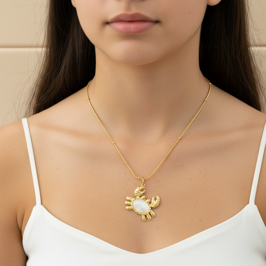 Colar de Senhora em Aço Inoxidável , Caranguejo Dourado
