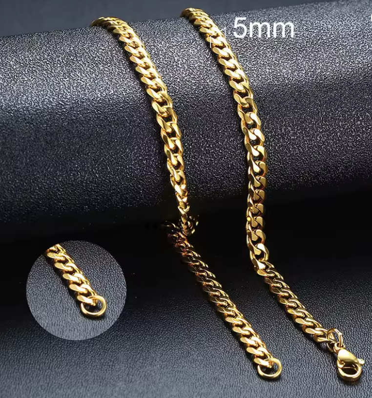 Chaîne cubaine 5 mm en acier inoxydable – Luxe et robustesse à votre cou