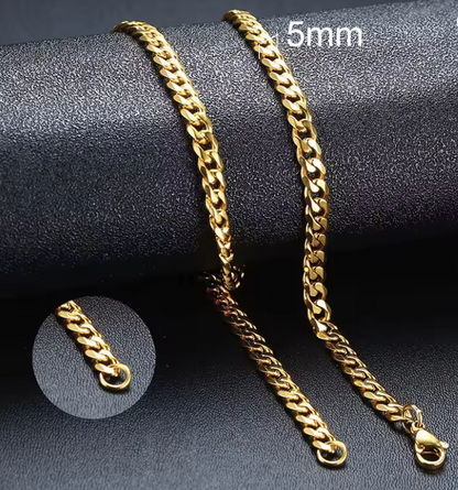 Chaîne cubaine 5 mm en acier inoxydable – Luxe et robustesse à votre cou