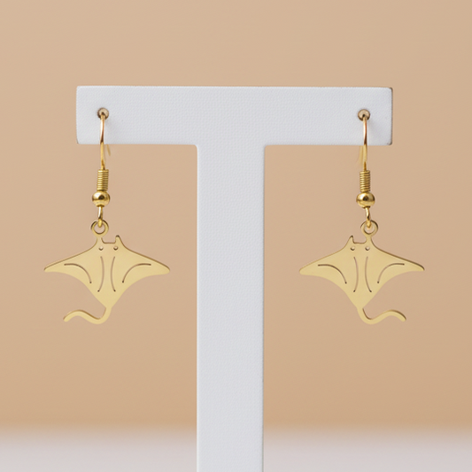 Brincos em Aço Inoxidável , Raia-Manta Ouro