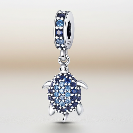 Conta em Prata 925, Tartaruga Azul com Zircónias