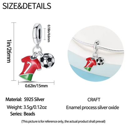 Conta em Prata 925, CR7 Camisola Seleção Portuguesa