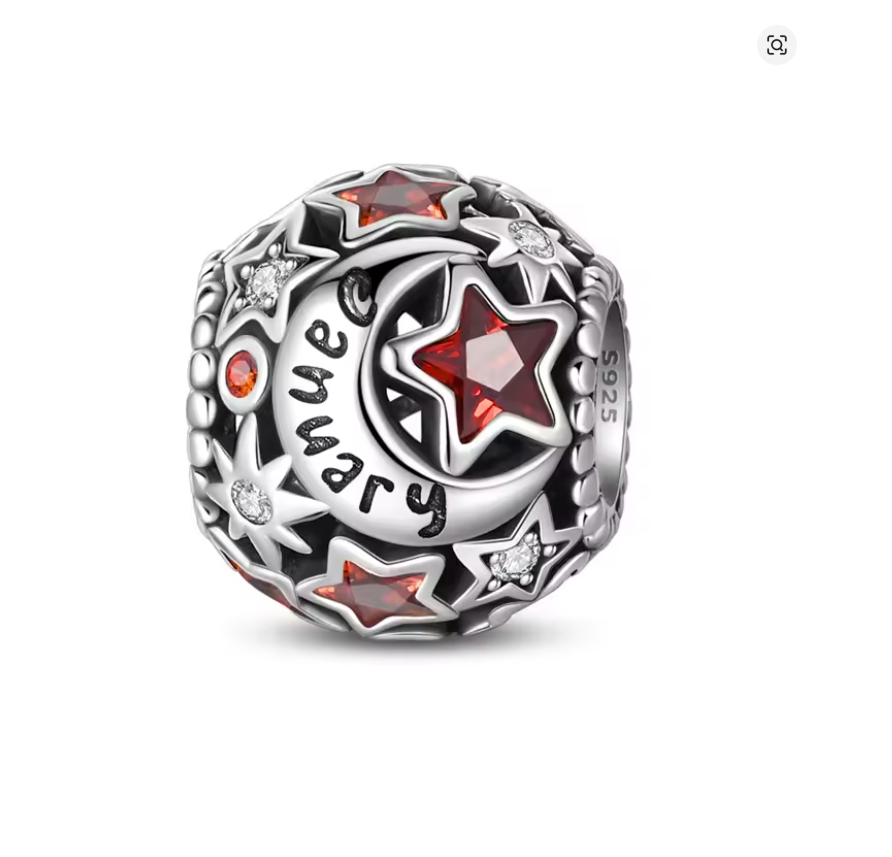 Conta em Prata 925, Estrela e Lua do Mês de Aniversário