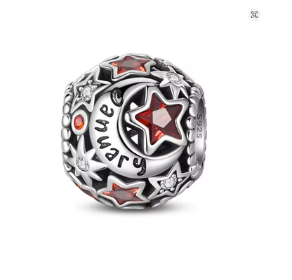 Conta em Prata 925, Estrela e Lua do Mês de Aniversário