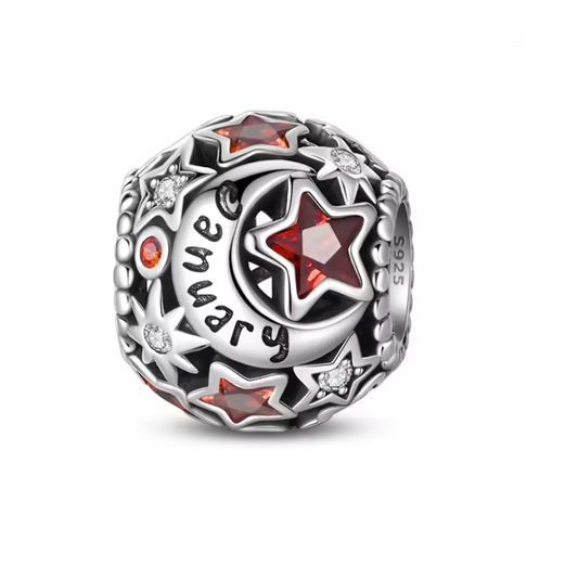 Conta em Prata 925, Estrela e Lua do Mês de Aniversário