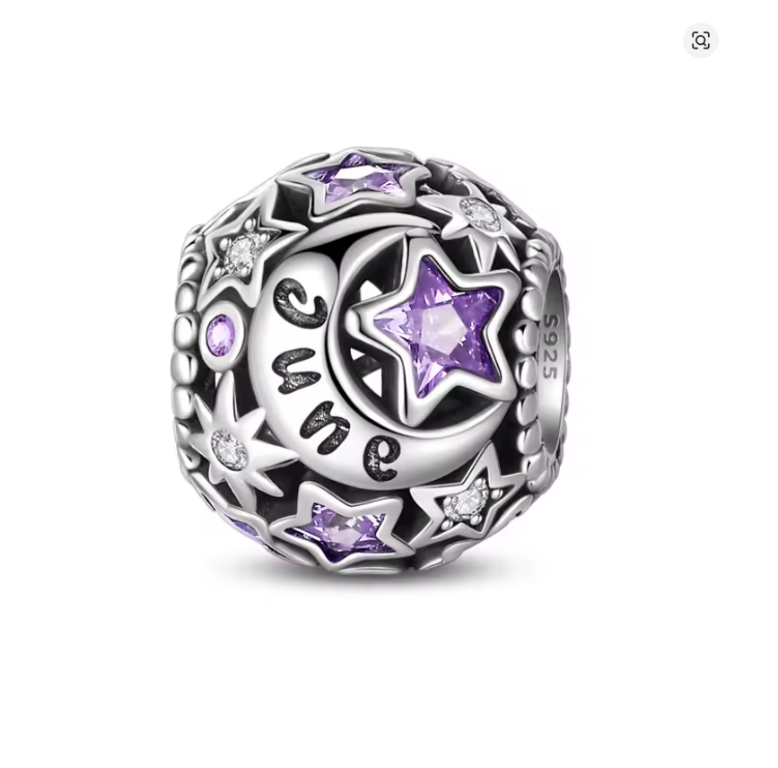 Conta em Prata 925, Estrela e Lua do Mês de Aniversário