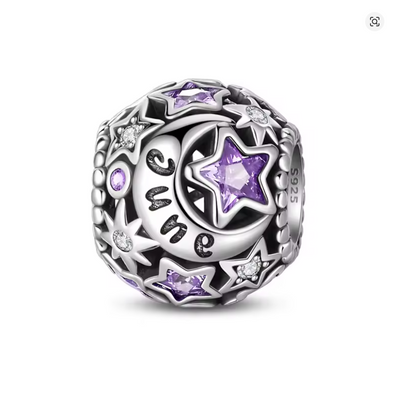 Conta em Prata 925, Estrela e Lua do Mês de Aniversário