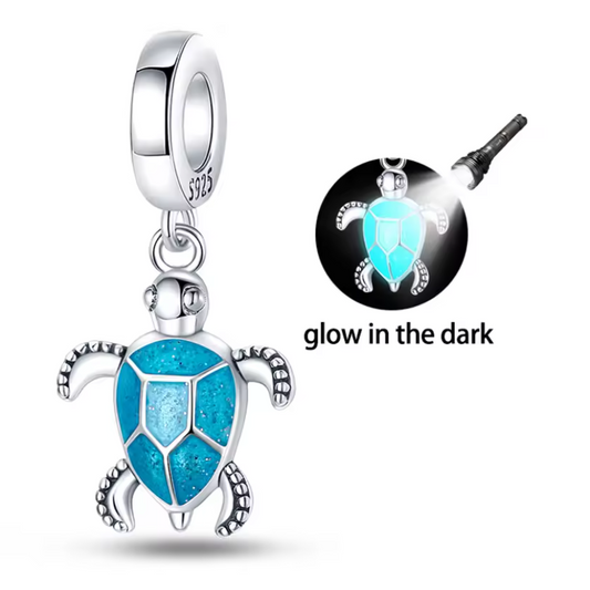 Conta em Prata 925, Tartaruga Marinha que Brilha no Escuro