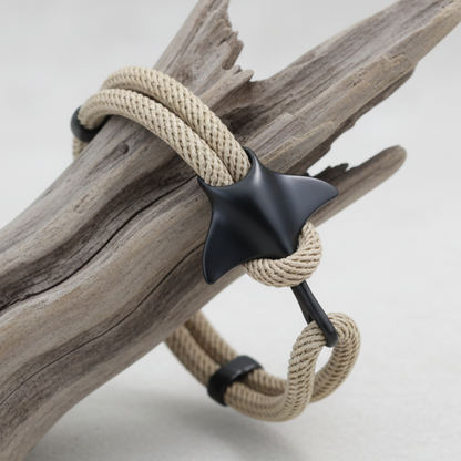 Pulseira Raia-Manta Cáqui & Black – Coleção Mar e Vida