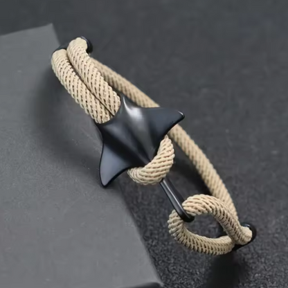 Pulseira Raia-Manta Cáqui & Black – Coleção Mar e Vida