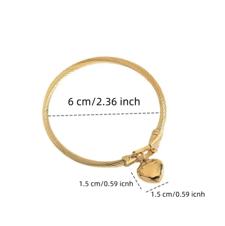 Pulseira Rígida "Nautical Heart" em Aço – Elegância com Toque Industrial