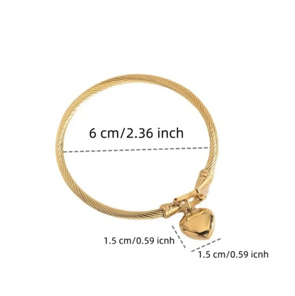 Pulseira Rígida "Nautical Heart" em Aço – Elegância com Toque Industrial