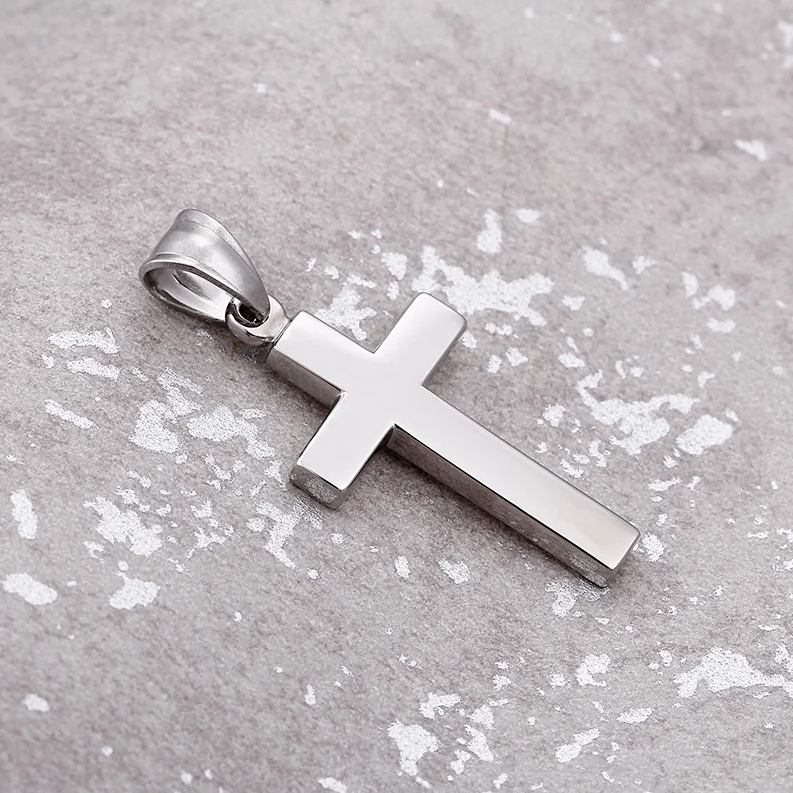 Pigente Cruz em Aço Inoxidável Polido