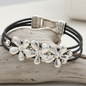Bracelet femme en cuir, Fleur