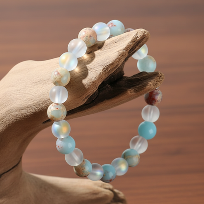 Bracelet Équilibre – Quartz Aura & Sédiment Océanique