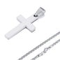 Men's Stainless Steel Necklace with Cross Pendant, Silver