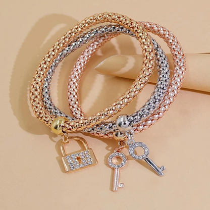 Pulseira de Senhora 3 Peças, Pendentes Chave