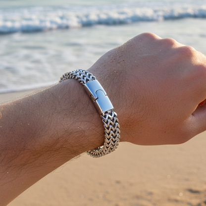 Pulseira Masculina Double Chain – Engenharia em Aço Inoxidável 316L