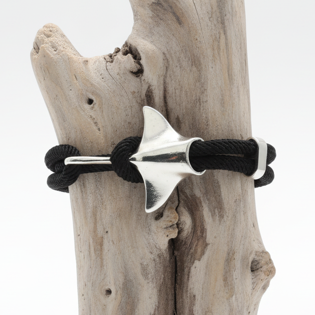 Pulseira Jamanta Silver & Black – Coleção Mar e Vida