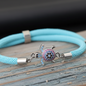 Bracelet Tortue Cordon et Chaîne Bleu Ajustable